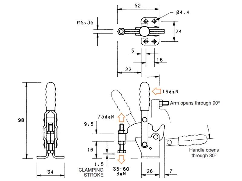 CV75 Vertical Cam Cam Clamps Manual Toggle Clamps Toggle Clamps